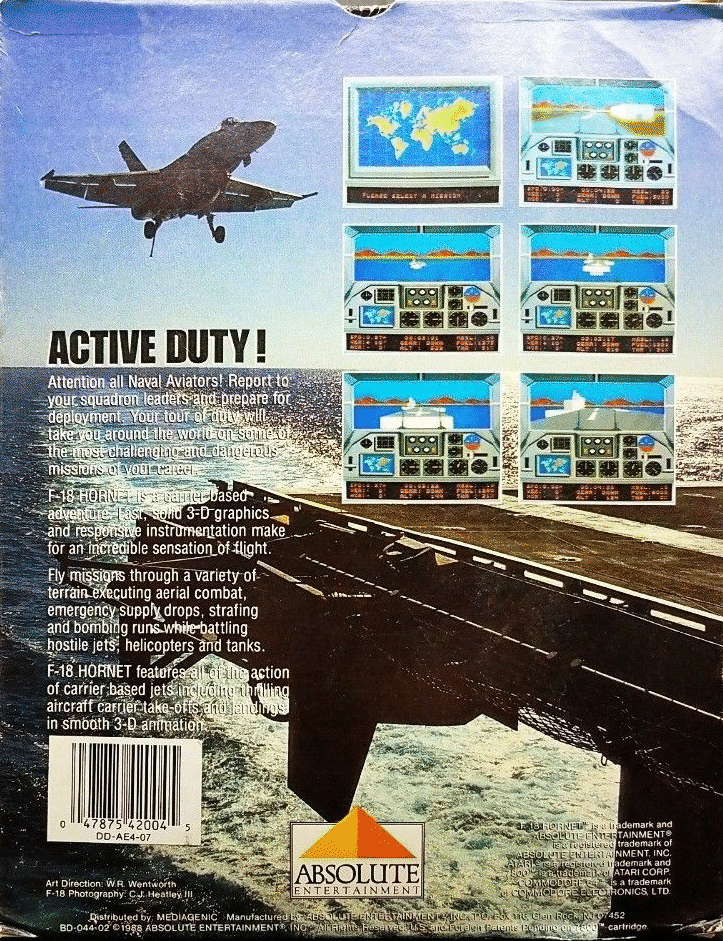F-18 Hornet box art for Commodore 64